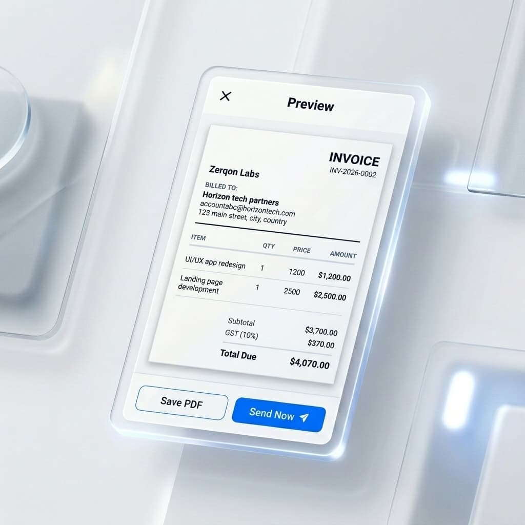 Invoice UI Mockup
